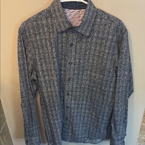 Vintage Tasso Elba Men's Black Patterned Shirt 100% cotton